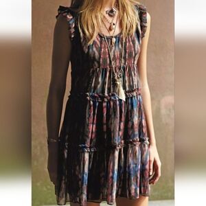 Sandro Multicolor Sleeveless Ruffle Dress Size 2/S Boho Chic